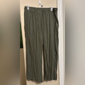 Olive Green Wide-Leg Pants